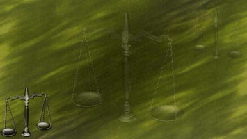 Scales of Justice Title Content PowerPoint Template
