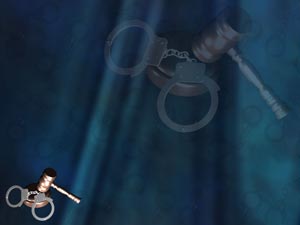 Gavel and Handcuff Title Content PowerPoint Template